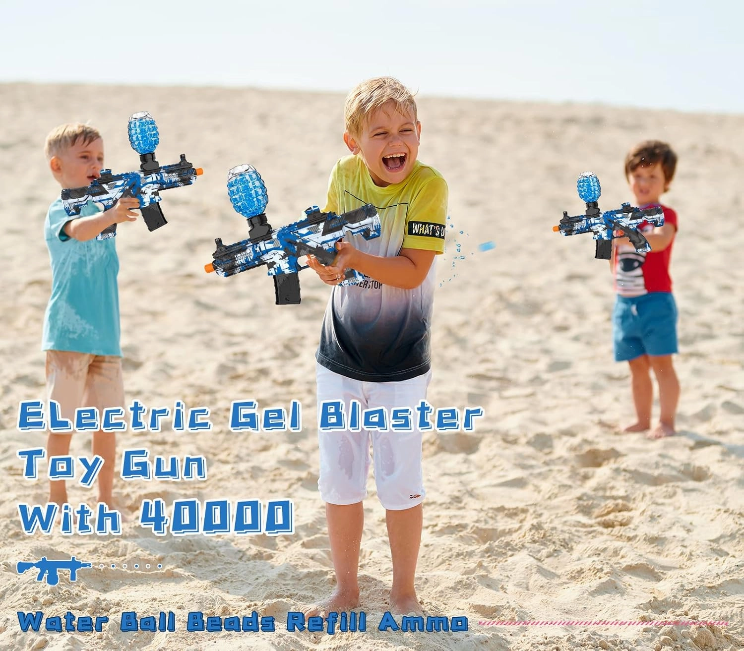 Electric Gel Ball Blaster, High Speed Automatic Splatter Ball Blaster with 40000  and Goggles, JIFTOK Rechargeable Splatter Ball Toys for Outdoor Activities Shooting Game Party Favors-Blue