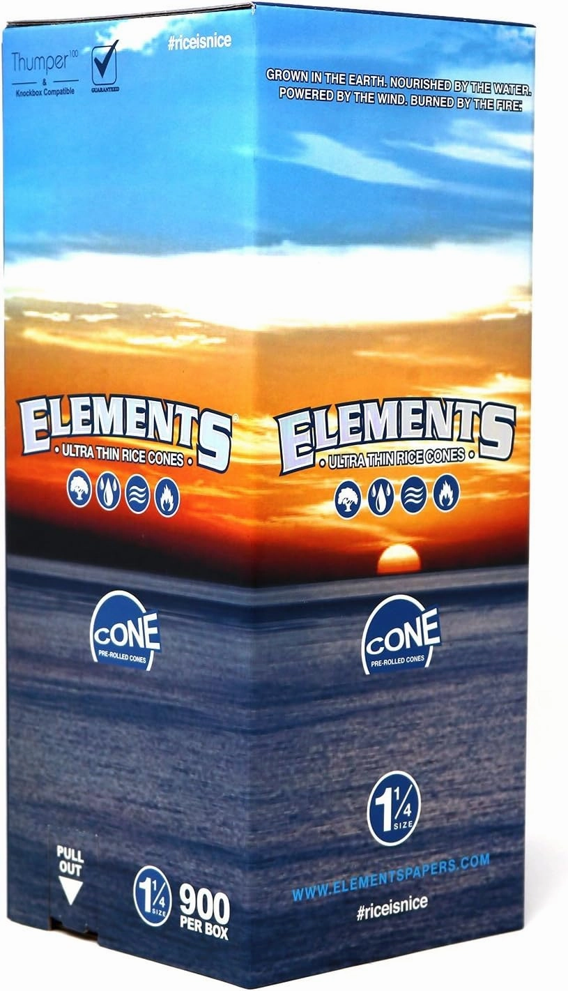 Elements 1 1/4 Rice Paper Pre-Rolled Cones (900 Pack)