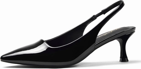 Elisabet Tang 1.96IN Trendy Closed Toe Slingback Kitten Heels for Women Low Dressy Pumps Wide Width Sexy for Prom