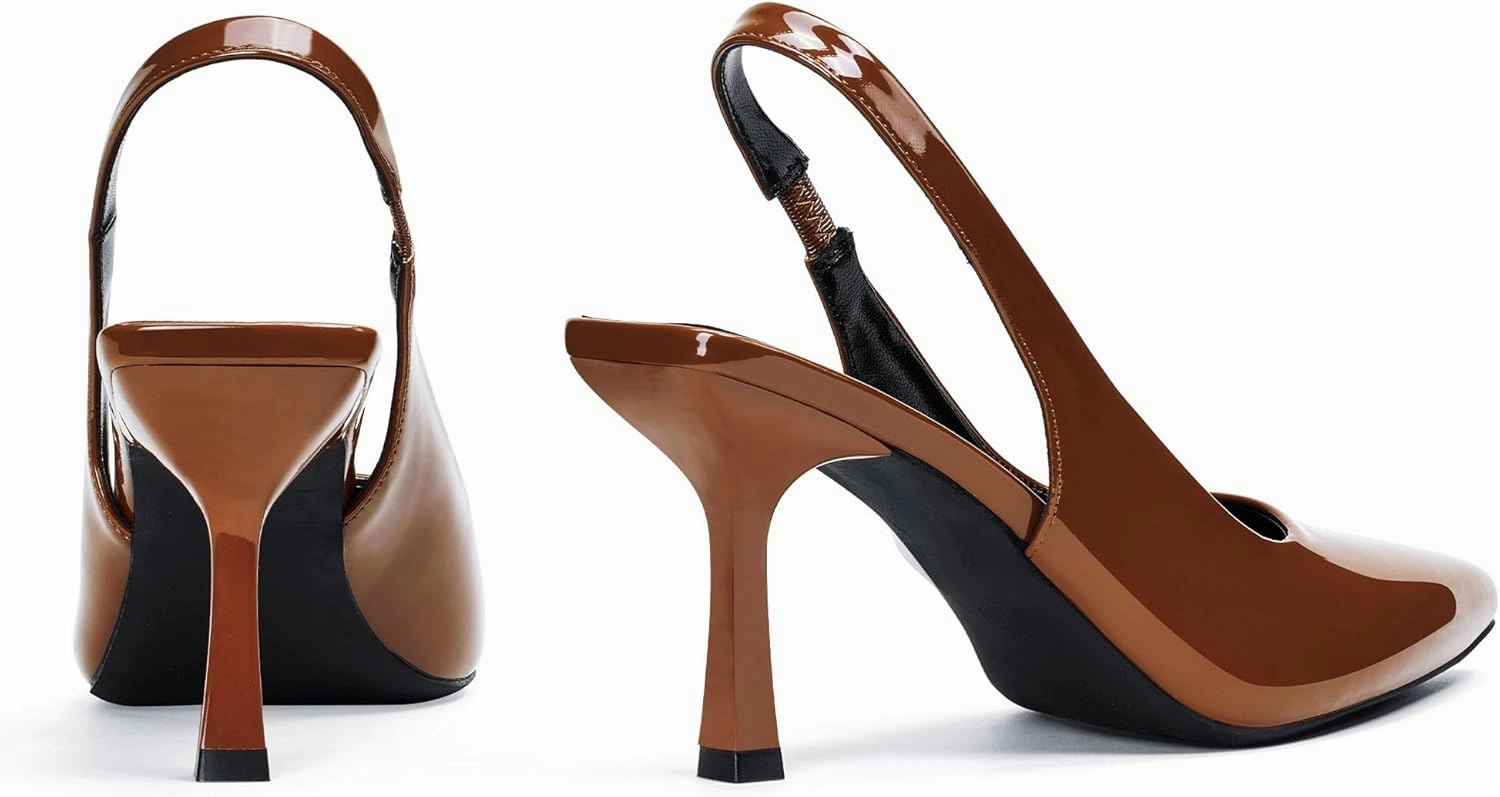 Elisabet Tang 3.14 in Trendy Slingback Stiletto Pumps for Women - Sexy Slip on Pointed Closed Toe mid High Heels Daily Party Office