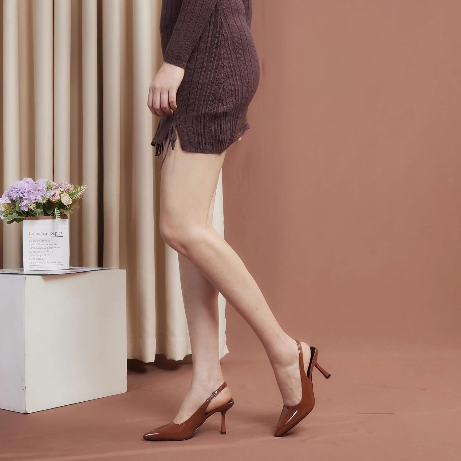 Elisabet Tang 3.14 in Trendy Slingback Stiletto Pumps for Women - Sexy Slip on Pointed Closed Toe mid High Heels Daily Party Office
