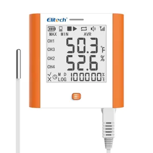 Elitech 100,000 Points Digital Temperature Humidity Data Logger Medical Refrigerator Thermometer Vaccine Fridge Temperature Monitor Max Min Average Value GSP-8