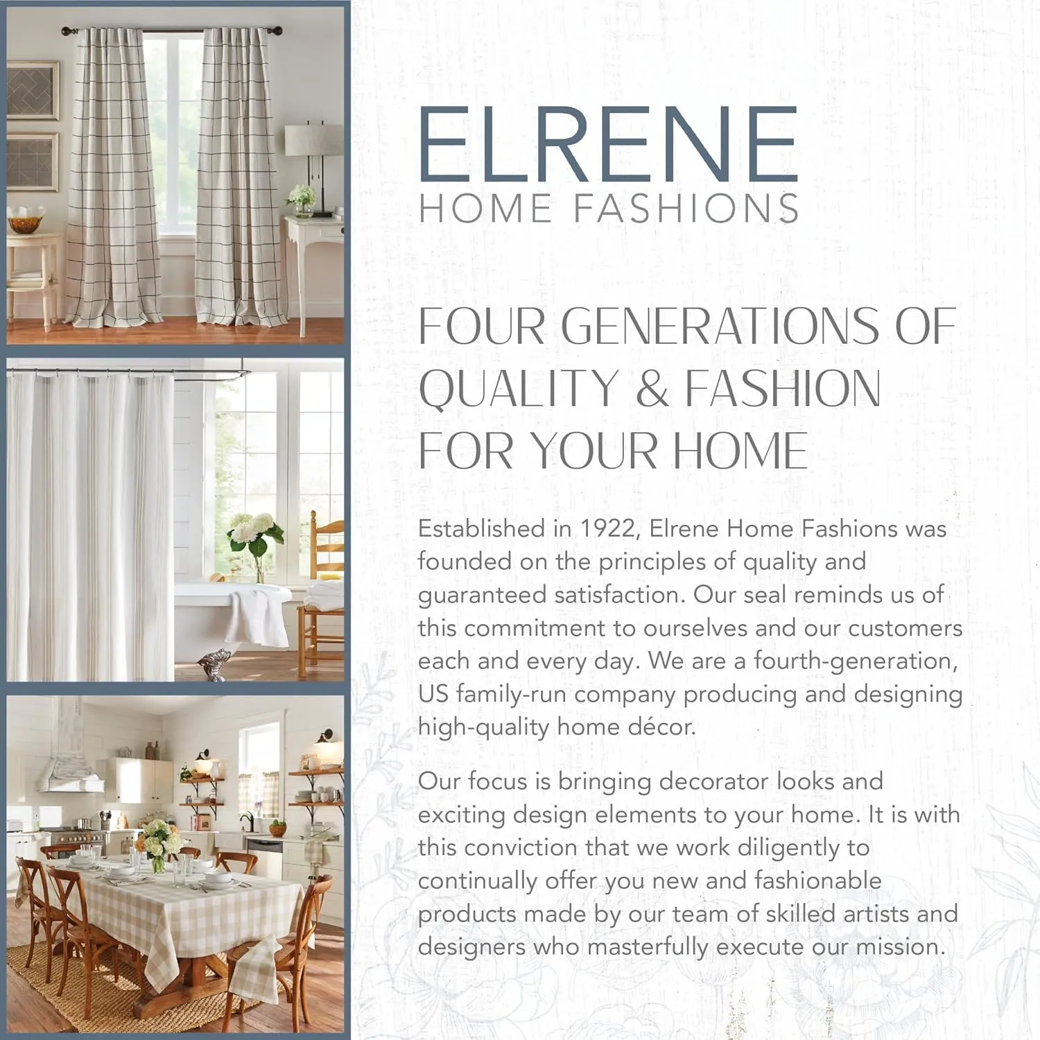 Elrene Home Fashions Farmhouse Living Buffalo-Check Tier Curtain Set for Bathroom or Kitchen Curtains, 30" x 24"(Set of 2 Tiers), Gray/White