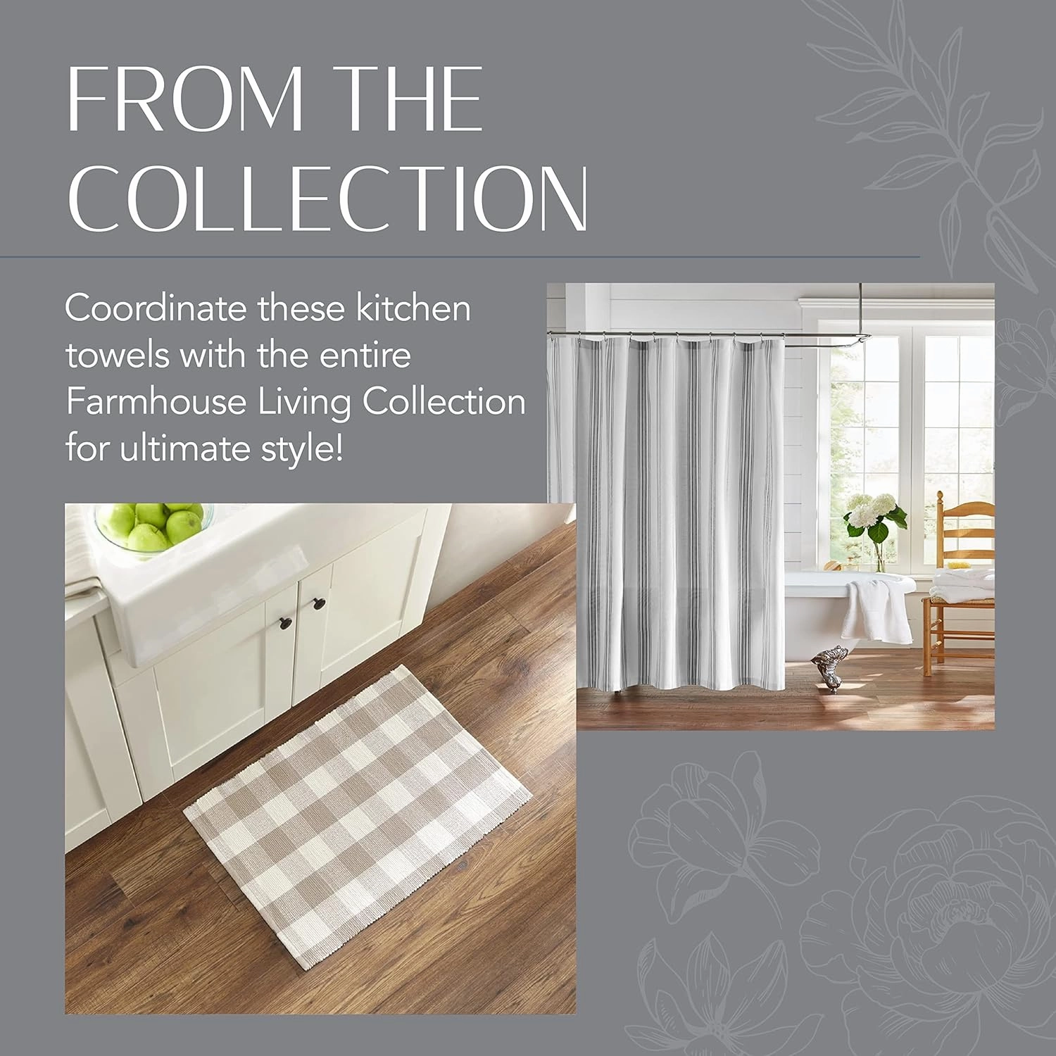 Elrene Home Fashions Farmhouse Living Stripe and Check Kitchen Towels, 17" x 28" (Set of 3), Blue/White 3