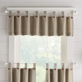 Elrene Home Fashions Tucker Button Solid Window Valance for Kitchen or Bathroom, 60 Inches by 15 Inches, Linen, 1 Valance