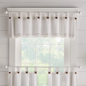 Elrene Home Fashions Tucker Button Solid Window Valance for Kitchen or Bathroom, 60 Inches by 15 Inches, White, 1 Valance