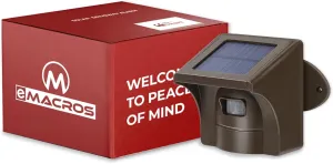 eMACROS Long Range Solar Wireless Driveway Alarm Outdoor Weather Resistant Motion Sensor & Detector-Security Alert System-Monitor & Protect Outside Property (only Sensor)