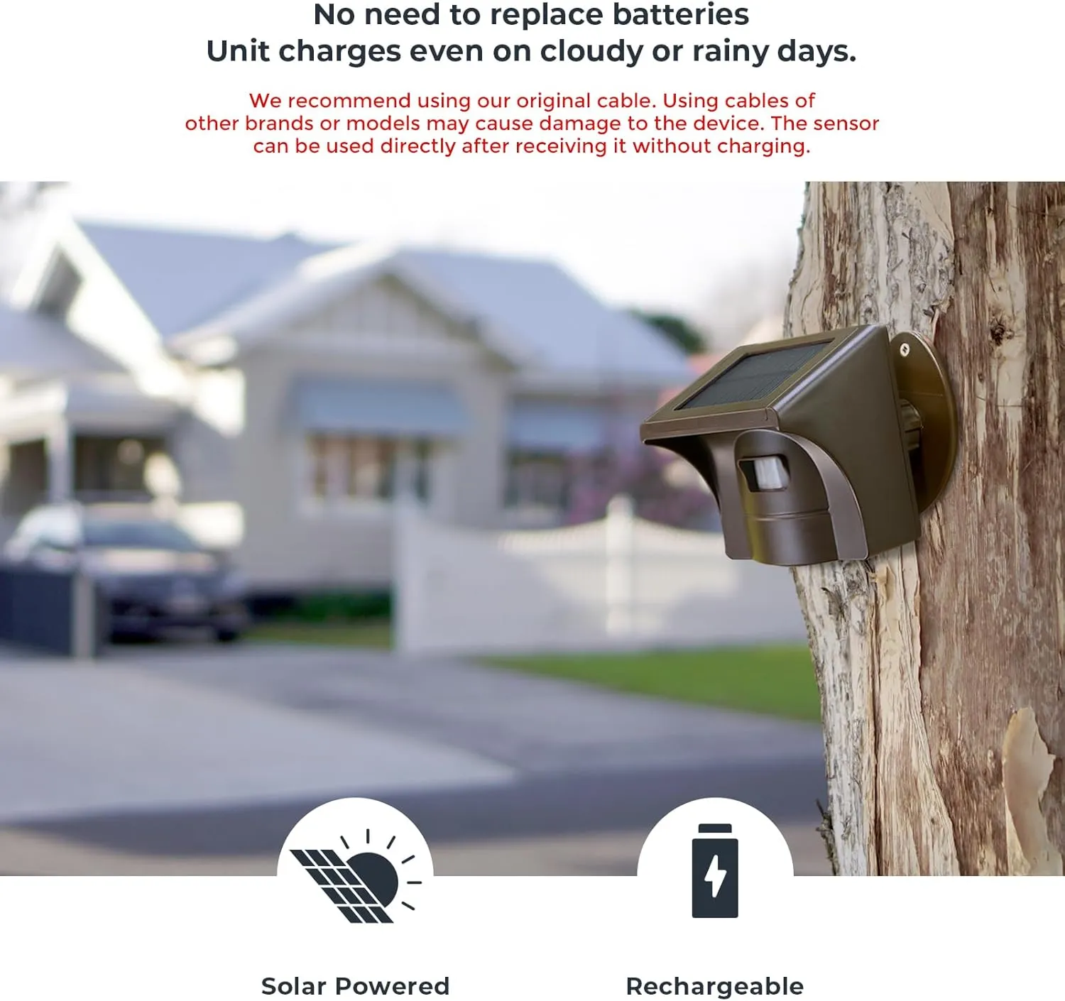 eMACROS Long Range Solar Wireless Driveway Alarm Outdoor Weather Resistant Motion Sensor & Detector-Security Alert System-Monitor & Protect Outside Property (only Sensor)