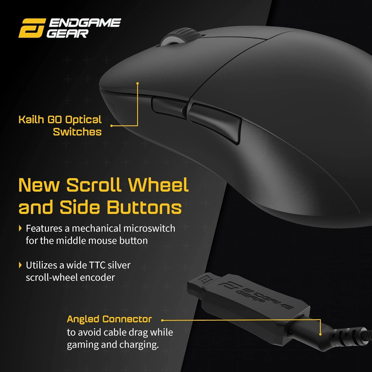 ENDGAME GEAR XM2we Wireless Gaming Mouse, Programmable Mouse with 5 Buttons and 19,000 DPI, Black