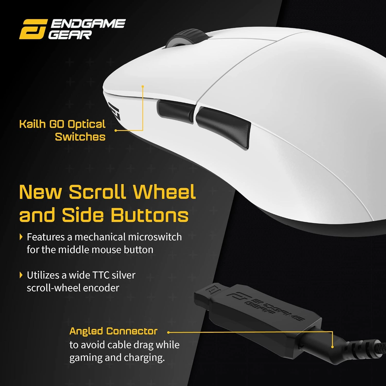 ENDGAME GEAR XM2we Wireless Gaming Mouse, Programmable Mouse with 5 Buttons and 19,000 DPI, White