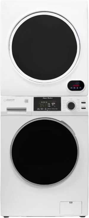 Equator Premium Stackable 15 Lbs Washer 1.62cf 110V Vented Digi Dryer 3.5cf 110V in White