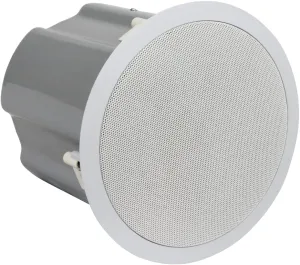 ES-62T 6.5-Inch Coaxial Ceiling Speaker with Transformer, Grille, Enclosure, Mounting Ring/Rails; High-Frequency PEI Tweeter/Acoustic Lens; 32 W Transformer; Steel Back-Can