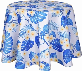 Eternal Beauty Outdoor Tablecloth Round SpillProof Table Cloth for Spring Summer Patio Picnic Tables,60” (Blue Flower)