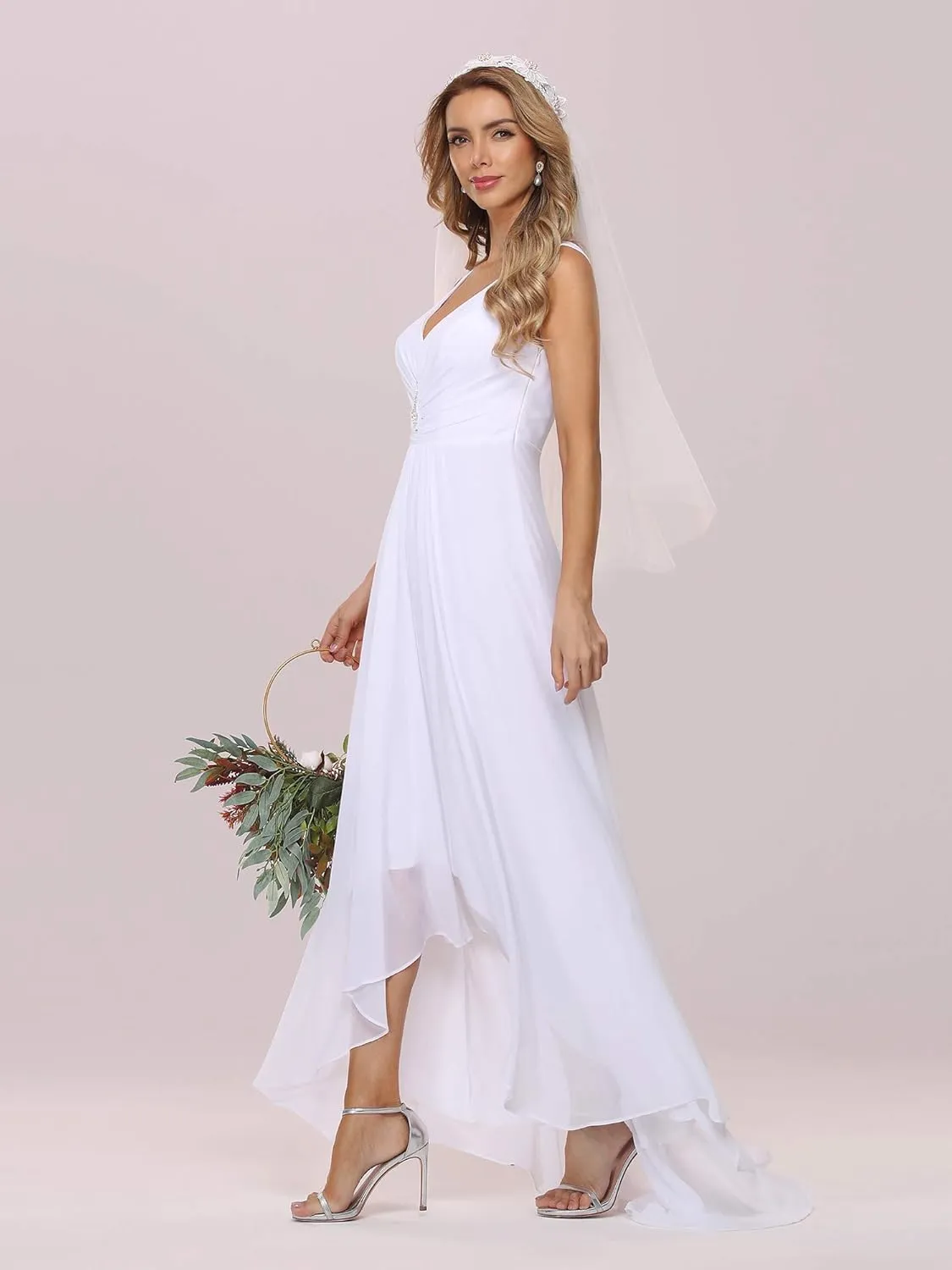 Ever-Pretty Women's High-Low Hemline Simple Chiffon Wedding Dress 9983-EH