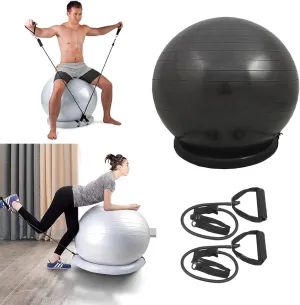Exercise Ball Chair & Anti-slip Stability Base, 55/65/75cm 3 Sizes Anti-Burst Balance Ball Office Chair, Gym Ball - Pregnancy Pilates Yoga Childbirth ( Color : Black , Size : 65cm (Height 160-165cm) )