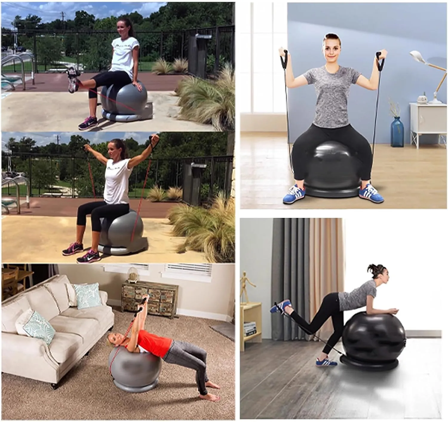 Exercise Ball Chair & Anti-slip Stability Base, 55/65/75cm 3 Sizes Anti-Burst Balance Ball Office Chair, Gym Ball - Pregnancy Pilates Yoga Childbirth ( Color : Black , Size : 65cm (Height 160-165cm) )