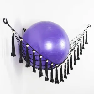 Exercise Ball Holder Yoga Ball Rack Corner Hanging Storage Net or Hammock for Fitness Ball Balance Ball Organizer Pregnancy Stability Ball Swiss Balance Ball for Yoga Studio and Gym