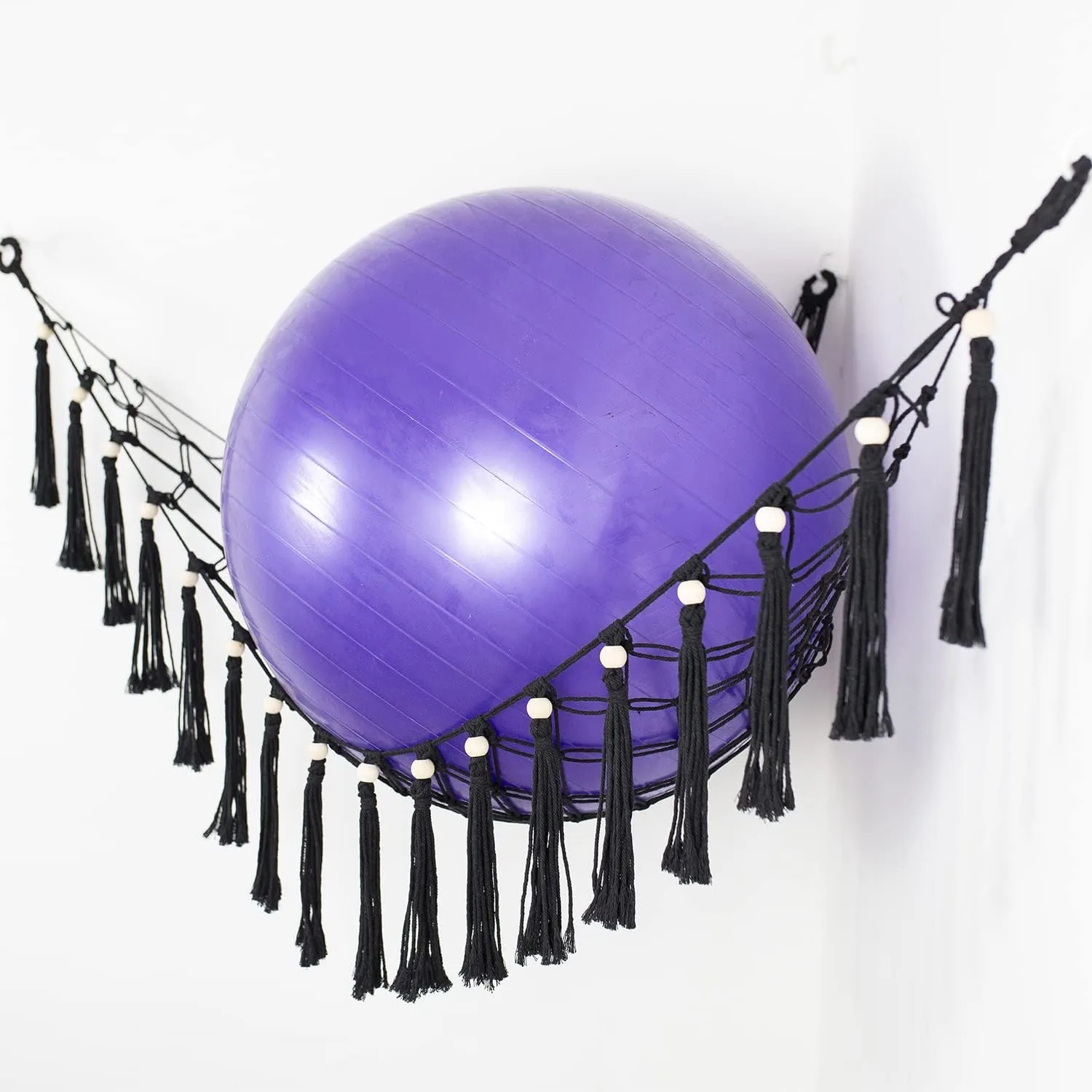 Exercise Ball Holder Yoga Ball Rack Corner Hanging Storage Net or Hammock for Fitness Ball Balance Ball Organizer Pregnancy Stability Ball Swiss Balance Ball for Yoga Studio and Gym