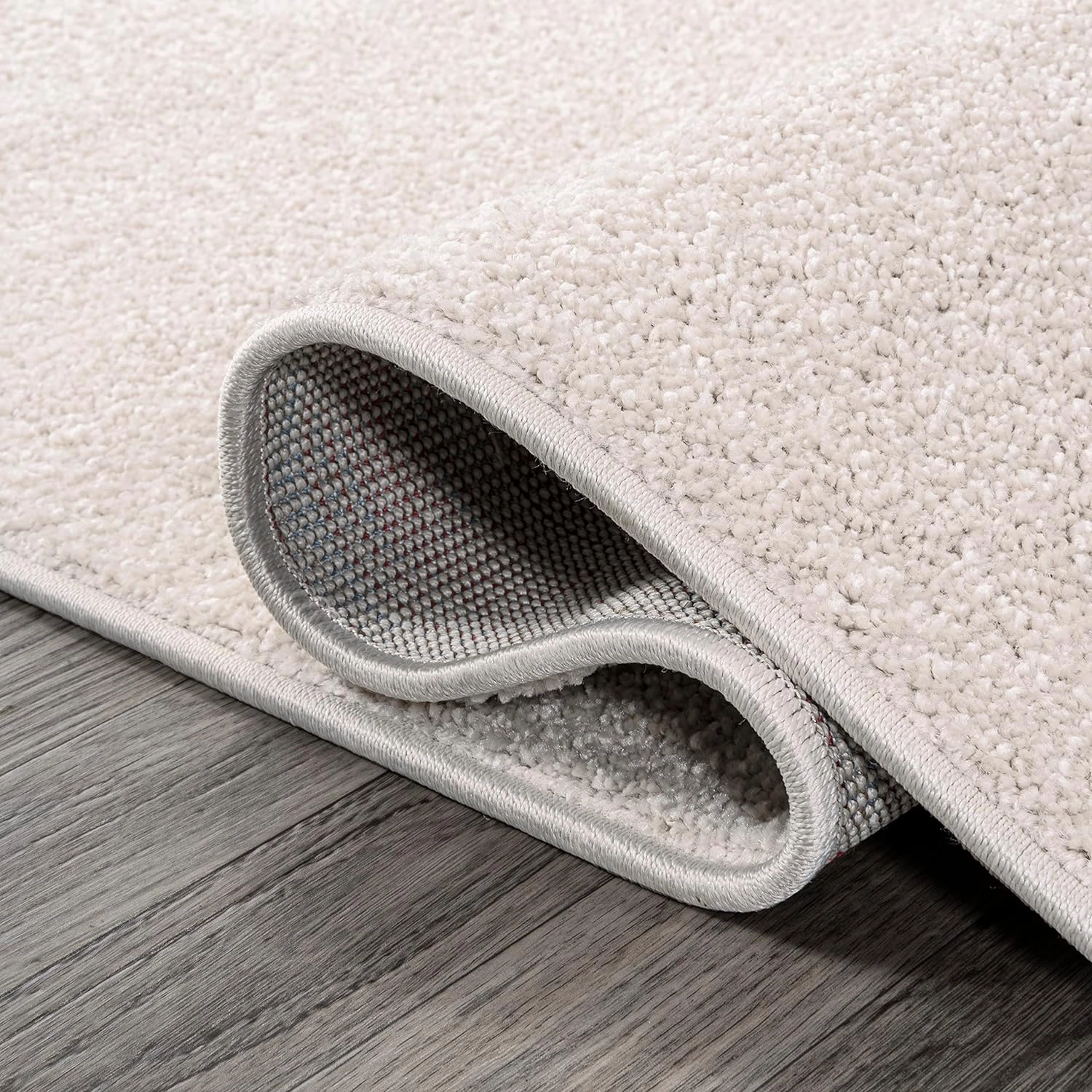 Eyely UES100D-5OV Supersoft Haze Solid Low-Pile Indoor Area Rug, Coastal, Bohemian, Minimalist, Classic, Casual for Bedroom,Kitchen,Living Room,Non Shedding,Easy-Washing, Ivory, 5 X 8 Oval