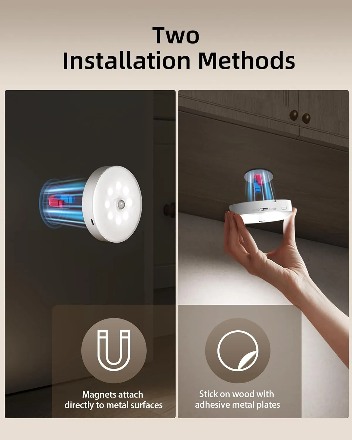 EZVALO 6-Pack Under Cabinet Lighting, Rechargeable Motion Sensor Puck Lights with Remote, 3 Color Temps &12 RGB LED Night Light, Magnetic Stick on Light, Dimmable Under Counter Lights for Kitchen