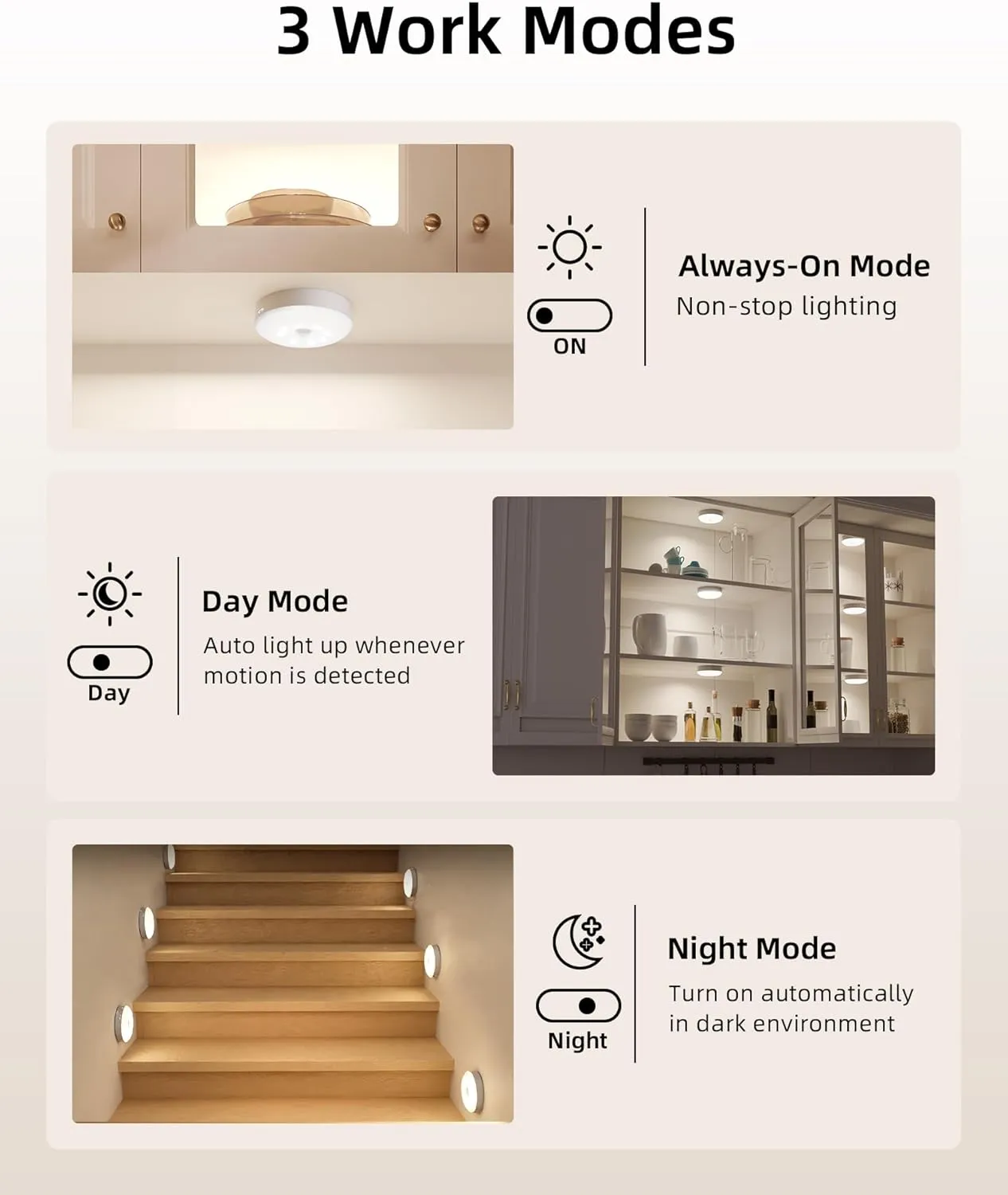 EZVALO 6-Pack Under Cabinet Lighting, Rechargeable Motion Sensor Puck Lights with Remote, 3 Color Temps &12 RGB LED Night Light, Magnetic Stick on Light, Dimmable Under Counter Lights for Kitchen