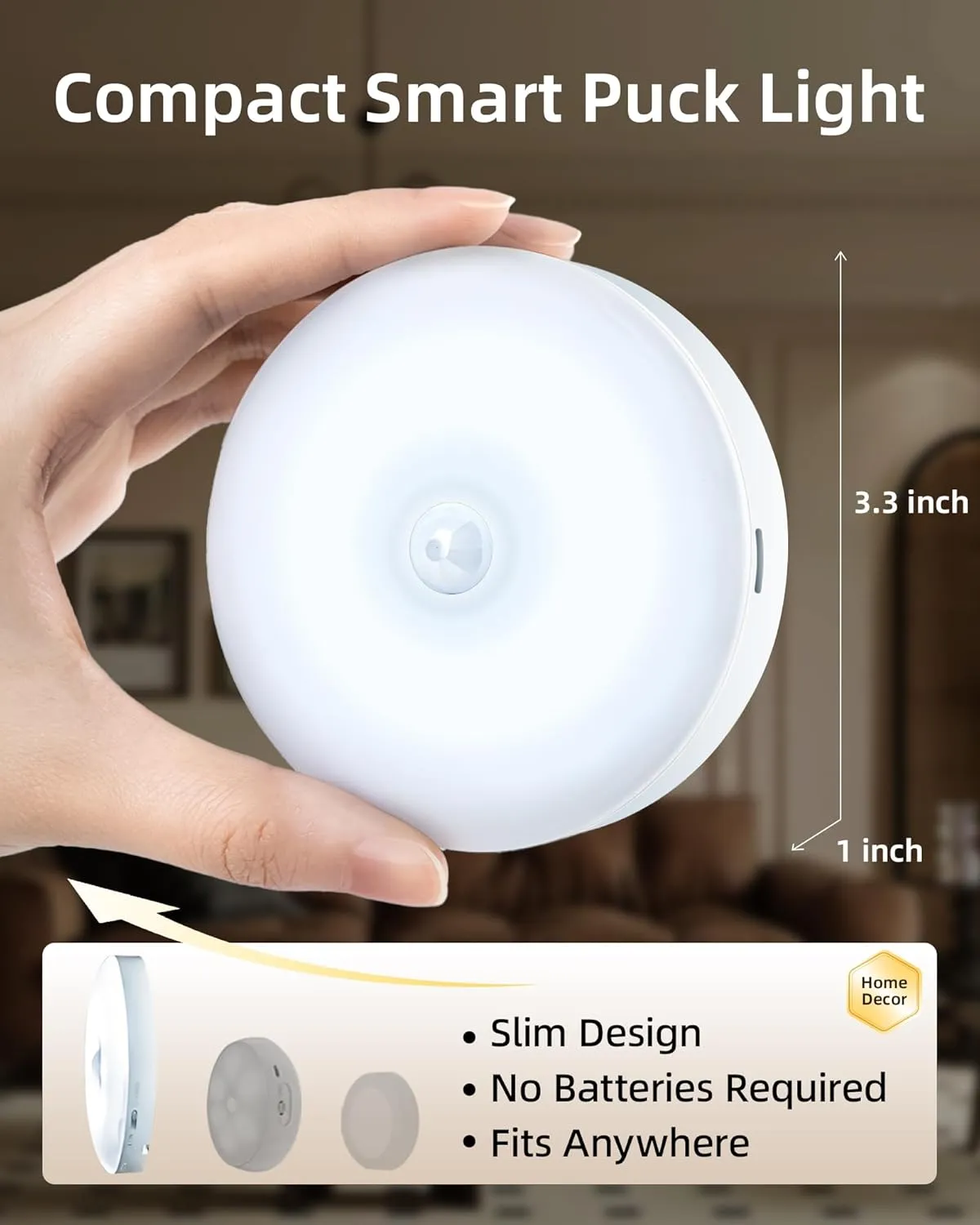 EZVALO 6-Pack Under Cabinet Lighting, Rechargeable Motion Sensor Puck Lights with Remote, 3 Color Temps &12 RGB LED Night Light, Magnetic Stick on Light, Dimmable Under Counter Lights for Kitchen