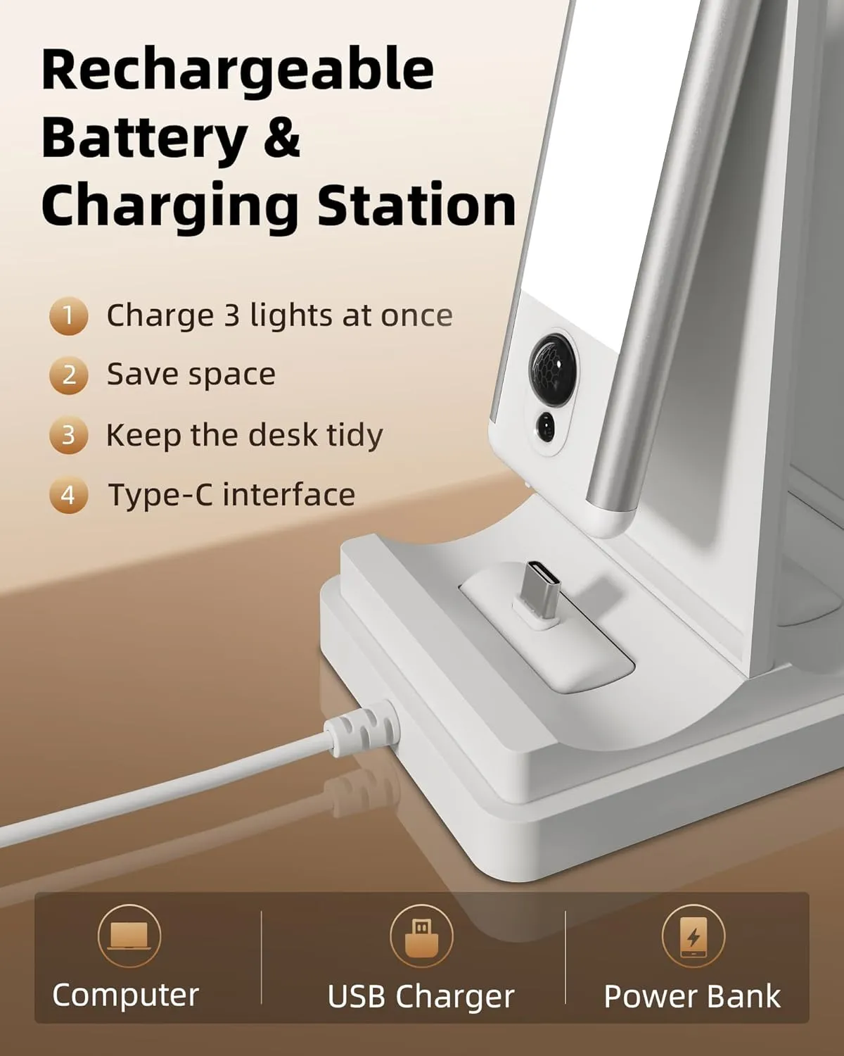 EZVALO Under Cabinet Lighting with Charging Station, Rechargeable Motion Sensor Light Indoor, Dimmable Closet Lights Wireless, 3500K, Motion Activated Under Counter Lights for Kitchen,Pantry(3 Pcs)