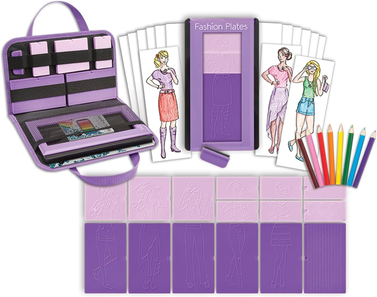 Fashion Plates Classic – Girls Fashion, Mix-and-Match Drawing Kit, Arts and Crafts, Coloring, Art Supplies, Craft Supplies, Stencils, Crayons Included, Create Your Own Fashion Designs, Ages 6 