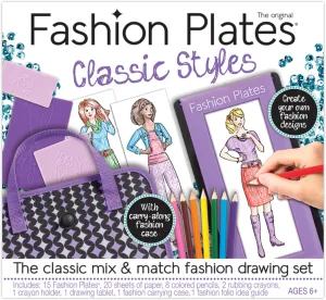 Fashion Plates Classic – Girls Fashion, Mix-and-Match Drawing Kit, Arts and Crafts, Coloring, Art Supplies, Craft Supplies, Stencils, Crayons Included, Create Your Own Fashion Designs, Ages 6 