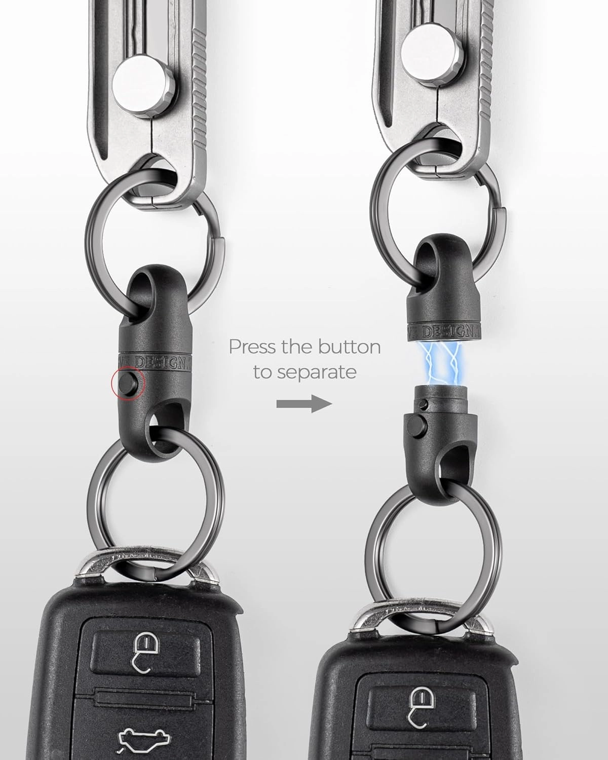 FEGVE Titanium Magnetic Key Holder, Quick Release Keychain, Detachable Magnetic Keychain, Safely Lock System, 360 ° Rotatable
