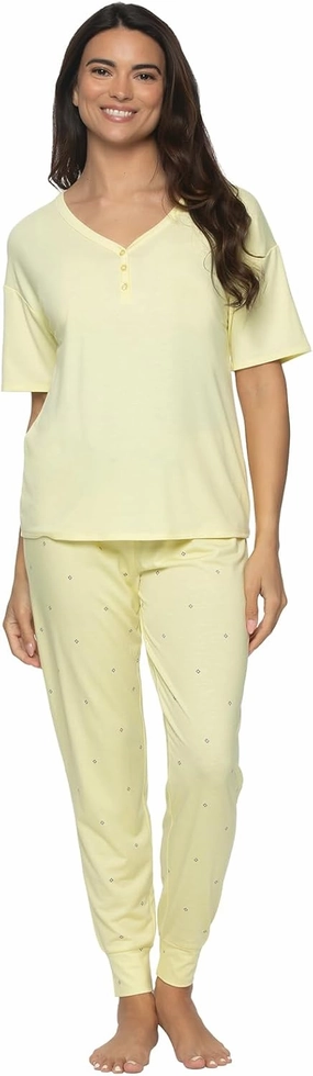 Felina Jessie Jersey Knit Lounge Set Henley & Jogger Lounge Set