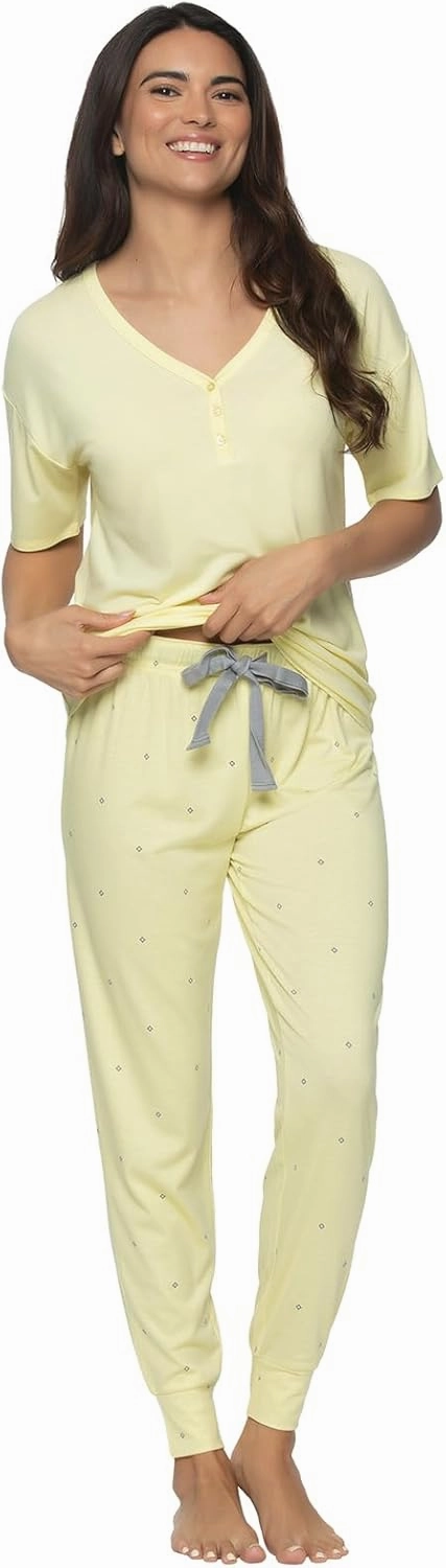 Felina Jessie Jersey Knit Lounge Set Henley & Jogger Lounge Set
