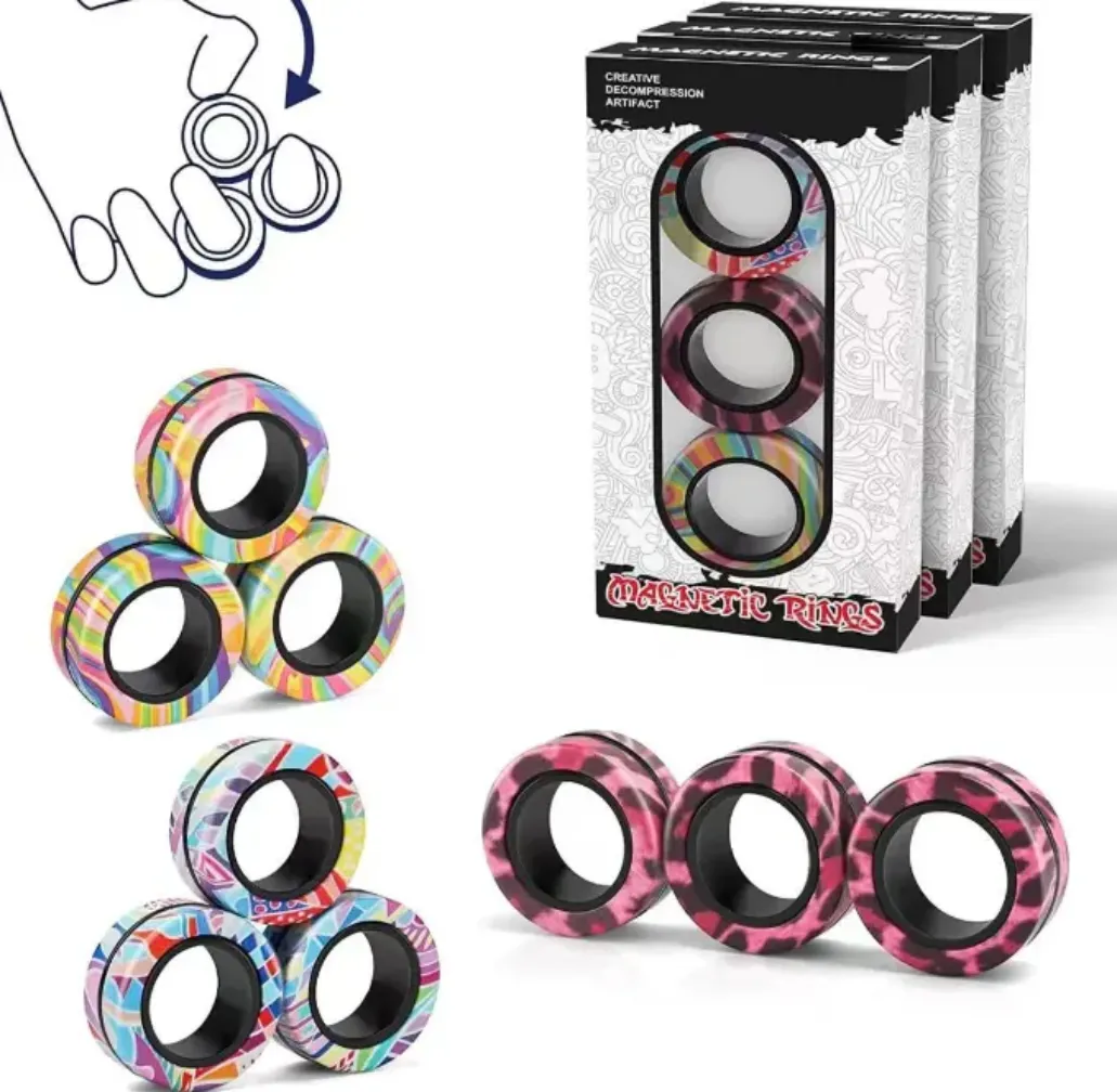Fidget Magnet Spinning Rings x 3 pack