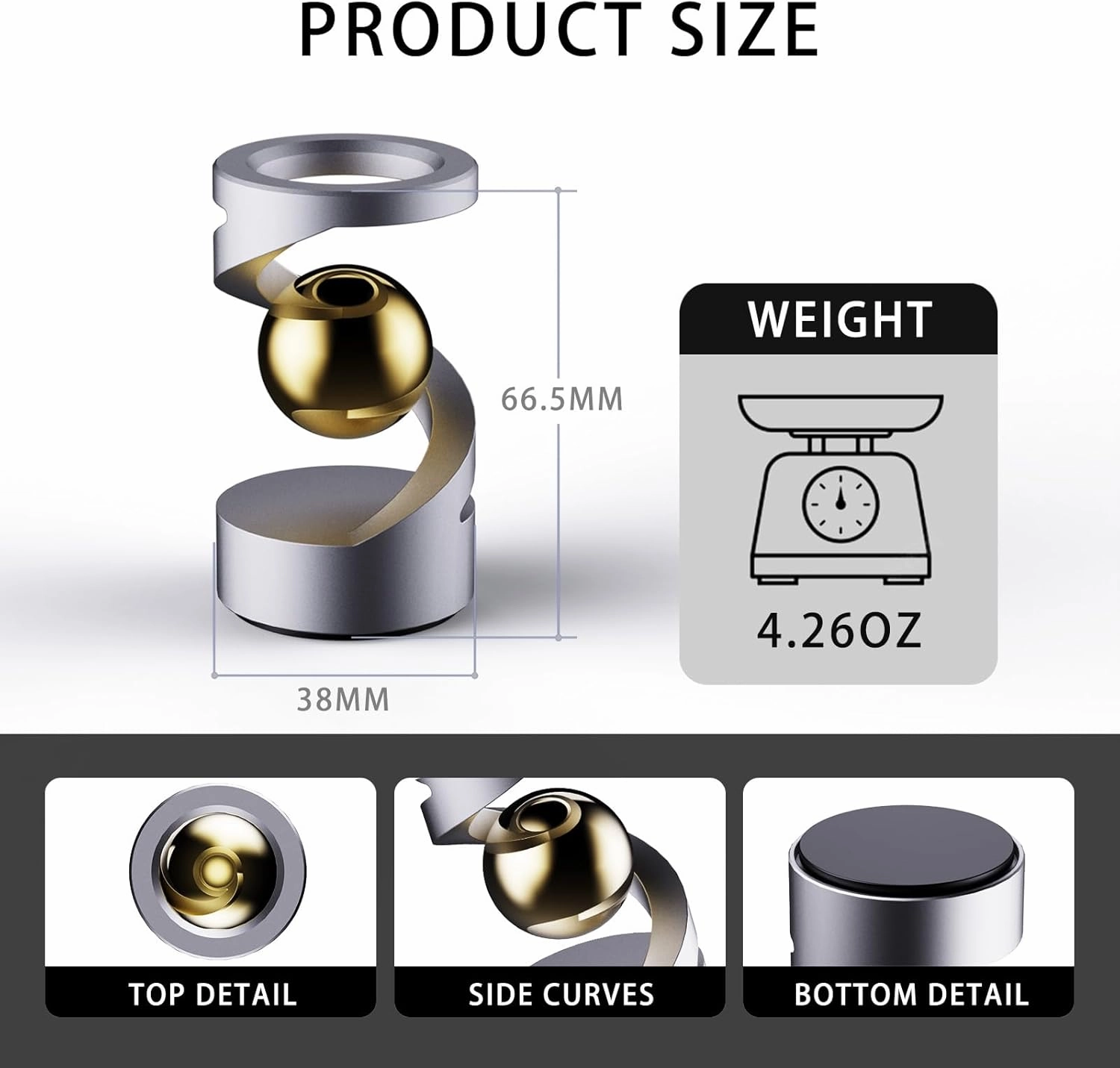 Fidget Toys, Kinetic Desk Toys for Adults, Cool Metal Gravity Resistance Desk Toys, Desktop Sensory Fidget Spinner for Stress Relief in Office, Wait and Communicate（Black-Sliver）