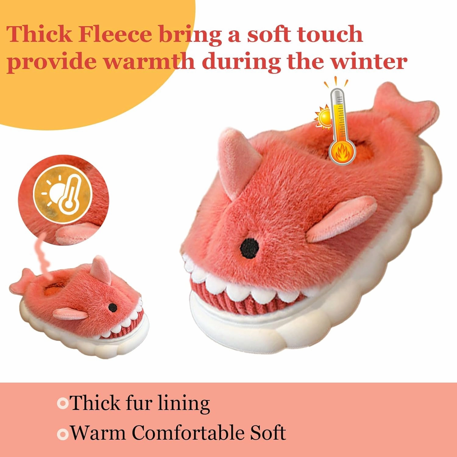 Fiedaz Boys Girls Shark Slippers for Toddler Kids - Cute Plush Warm Non-Slip Indoor Bedroom Winter Shoes