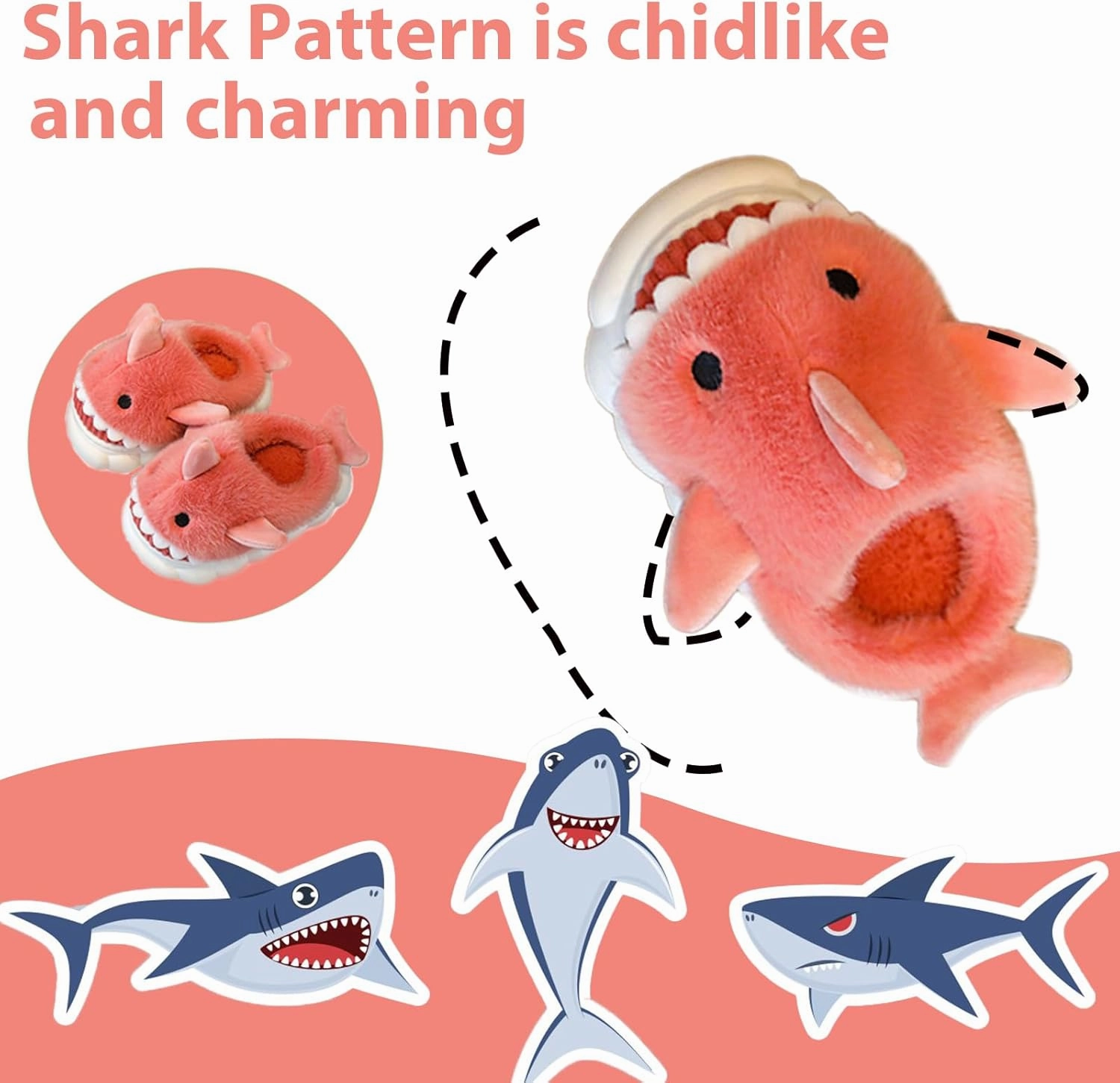 Fiedaz Boys Girls Shark Slippers for Toddler Kids - Cute Plush Warm Non-Slip Indoor Bedroom Winter Shoes