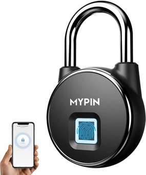 Fingerprint Padlock, Smart Keyless Bluetooth Lock APP/Fingerprint Unlock Anti-Theft Door Luggage Case Lock for Android iOS System Suitable for Gym, Backpack, School, Fence and Storage