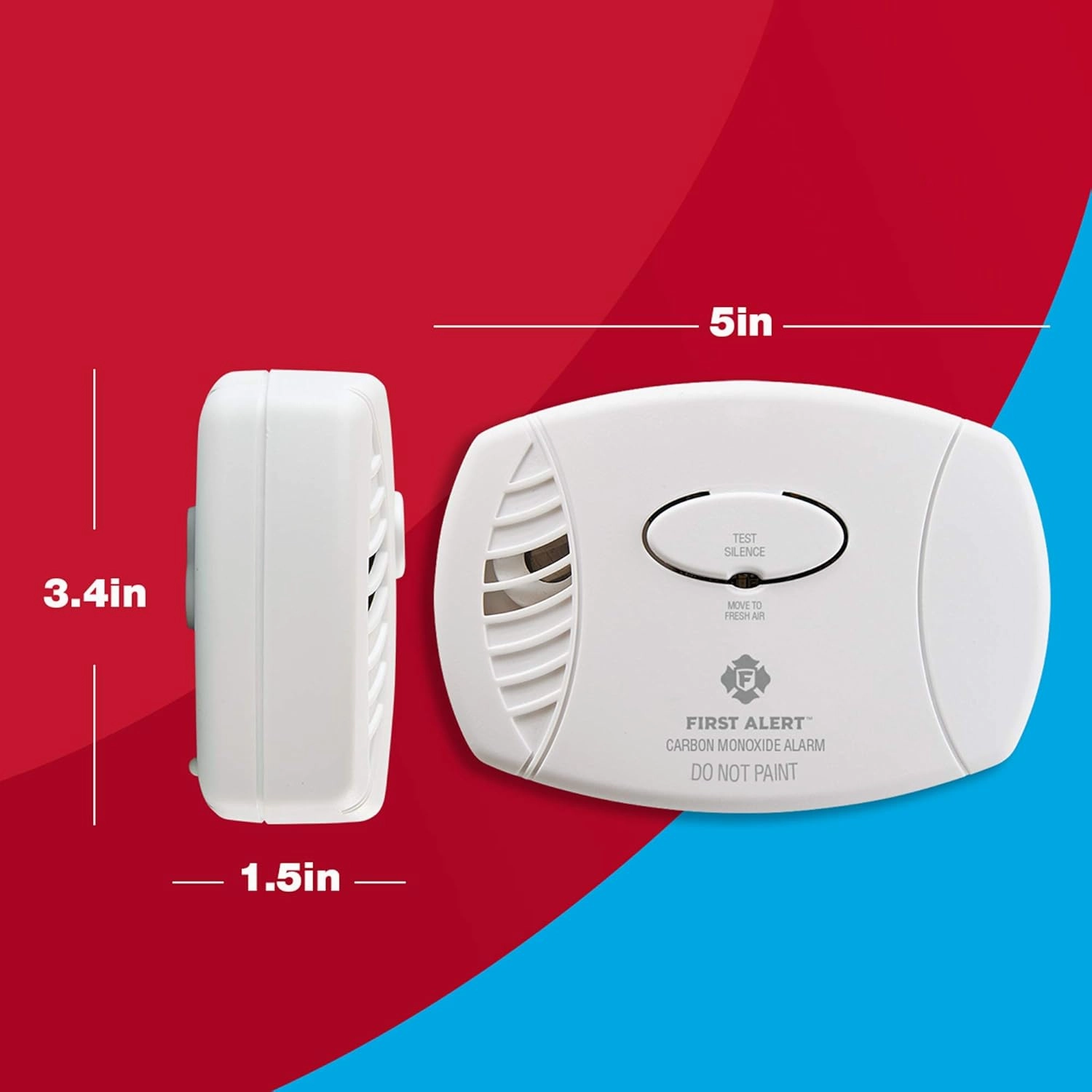 FIRST ALERT Carbon Monoxide Detector, No Outlet Required, Battery Operated, CO400, White, 2 Count (Pack of 1)