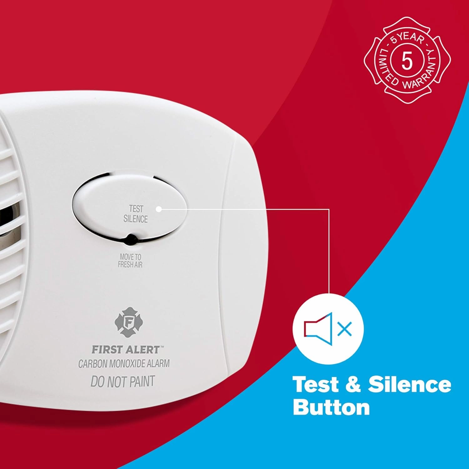FIRST ALERT Carbon Monoxide Detector, No Outlet Required, Battery Operated, CO400, White, 2 Count (Pack of 1)
