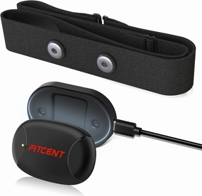 FITCENT Rechargeable Heart Rate Monitor Chest Strap 5.3 kHz/Bluetooth 5.0/ANT , Heart Rate Sensor for Peloton Strava Zwift DDP Yoga