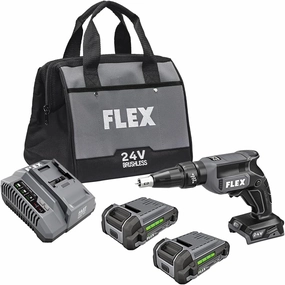 FLEX 24V Brushless Cordless Drywall Screw Gun Kit with (2) 2.5Ah Lithium Batteries and 160W Fast Chargers - FX1611-2AA