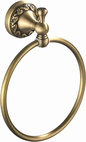 Flybath Round Towel Ring Antique Brass Exquisite Pattern Carving Hanger Hand Towel Holder for Bathroom Kitchen Accessories Wall Mounted, Brushed Bronze