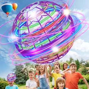 Flying Ball Toys, Flying Orb Ball Boomerang Ball Hover Orb Ball for Kids Adults Rechargeable Magic Flying Ball Toys Spinner Globe Hand Operated Drones Spinner with LED Lights Birthday Gift for Girls