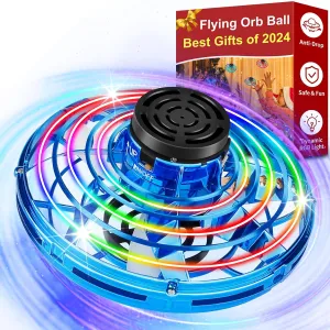 Flying Fidget Spinner,2025 Upgraded Flying Spinner Mini Hand Drone with 360 ° Rotating and LED Lights Outdoor Indoor Toy,Mini UFO Toy Drone for Boys Girls Adults (Blue)