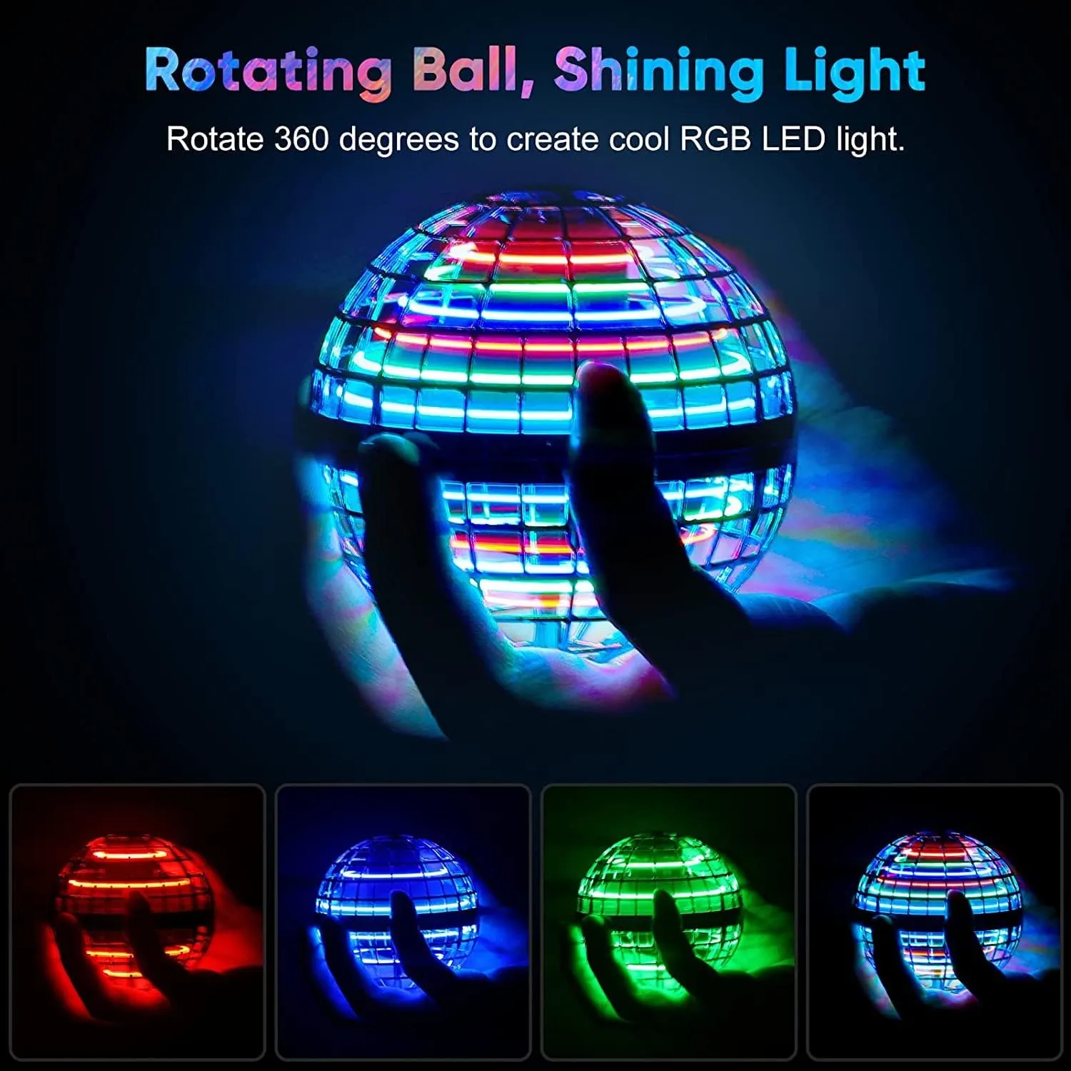 Flying Orb Ball Toys, 2024 Hover Ball Soaring Nebula Flying Orb, Hand Controlled Boomerang Galaxy Ball iFly Spinner, RGB Light Magic Space UFO Cool Toy, Mini Drone for Kid Adults Outdoor Indoor-Blue