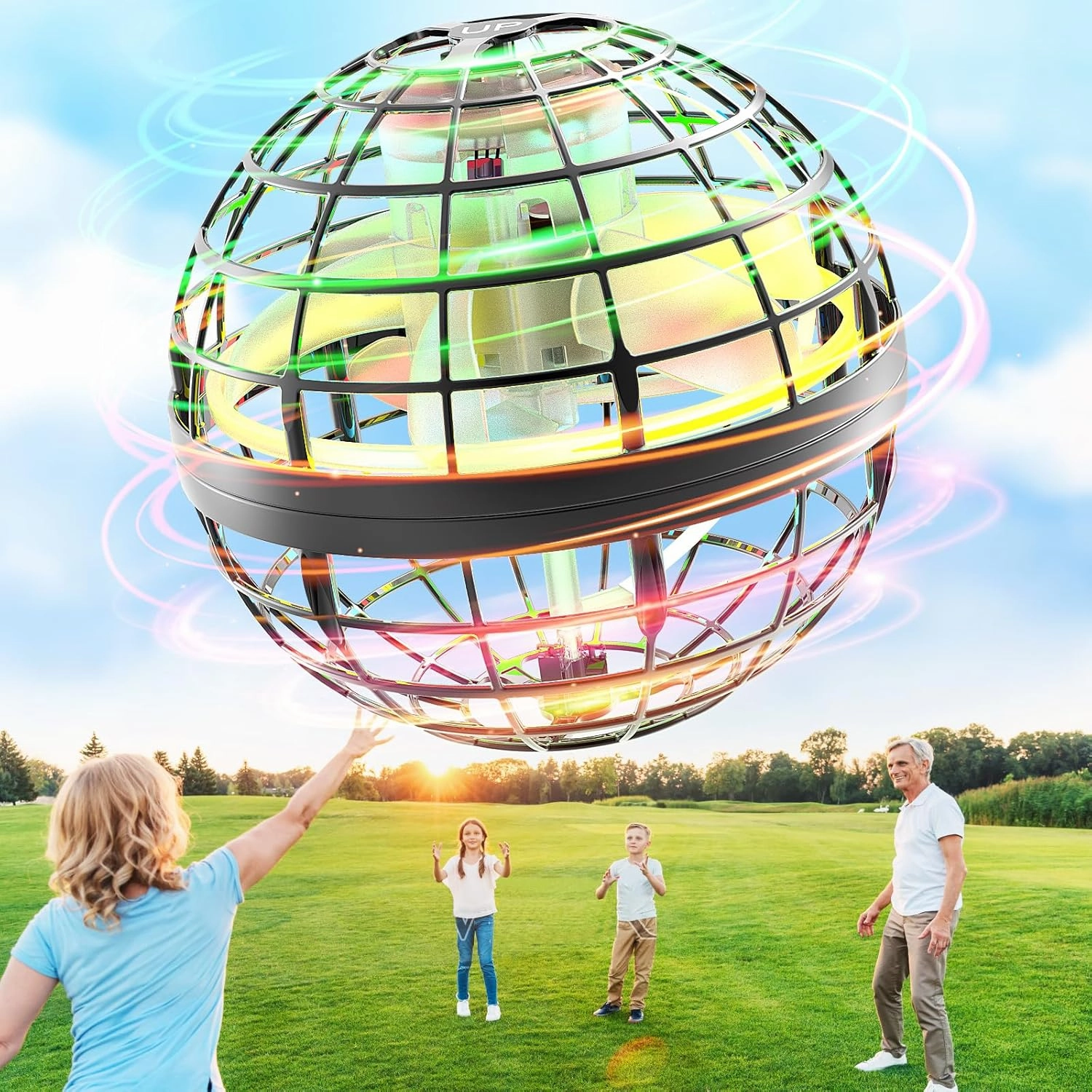 Flying Orb Ball 2023 Galaxy Cosmic Globe UFO Boomerang Hover Ball Galatic Fidget Spinner Mini Drone Cool Toys Birthday Gift Ideas for 6 7 8 9 10  Year Old Boys Girls Teens Indoor Outdoor(Black)