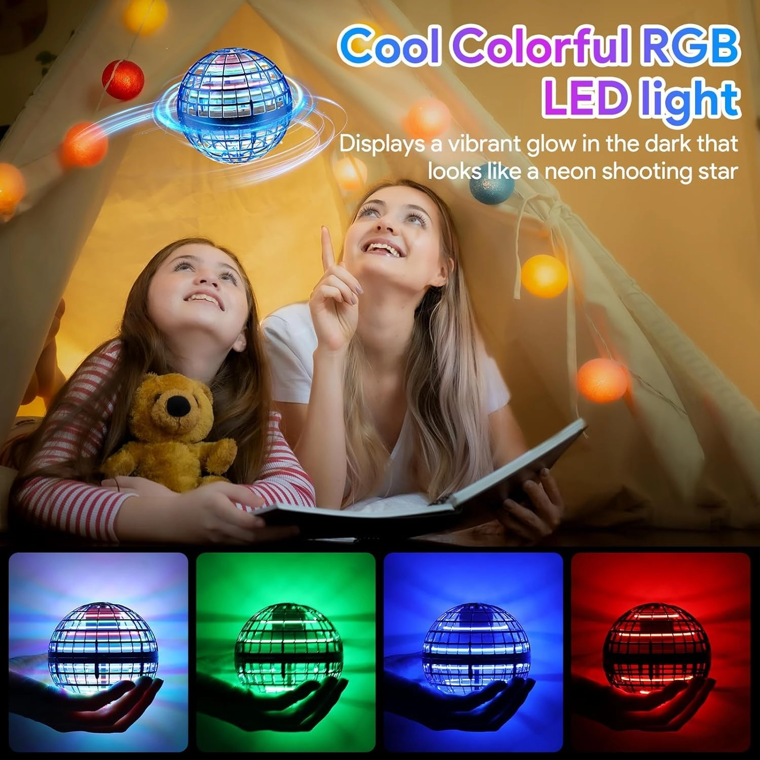Flying Orb Ball Toys 2024, Soaring Hover Boomerang Spinner Hand Controlled Mini Drone Cosmic Globe Spinning Kids Adults Outdoor Fly Toy Birthday Gift Cool for Boys Girls 6 7 8 9 10 11 12 Year(Blue)