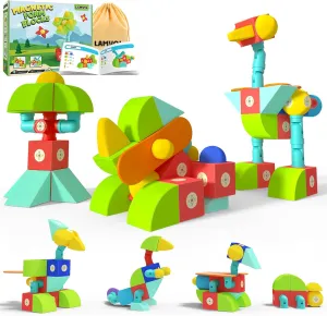 Foam Magnetic Blocks, Sensory Bath Toys Building Blocks for Toddlers 1-3, Travel Outdoor Preschool Montessori Toys for Kids Ages 1-3, Gift for 3  Year Old Boys and Girls