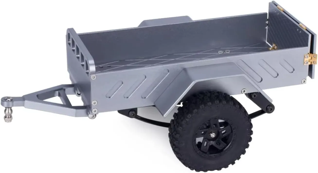 for TRX4M for FCX18 for Redcat for Ascent-18 1/18 Aluminum Machined Utility Trailer with Ball Head Tool Rc Crawler Accessory Replacement RC Car DIY Parts(Gray)