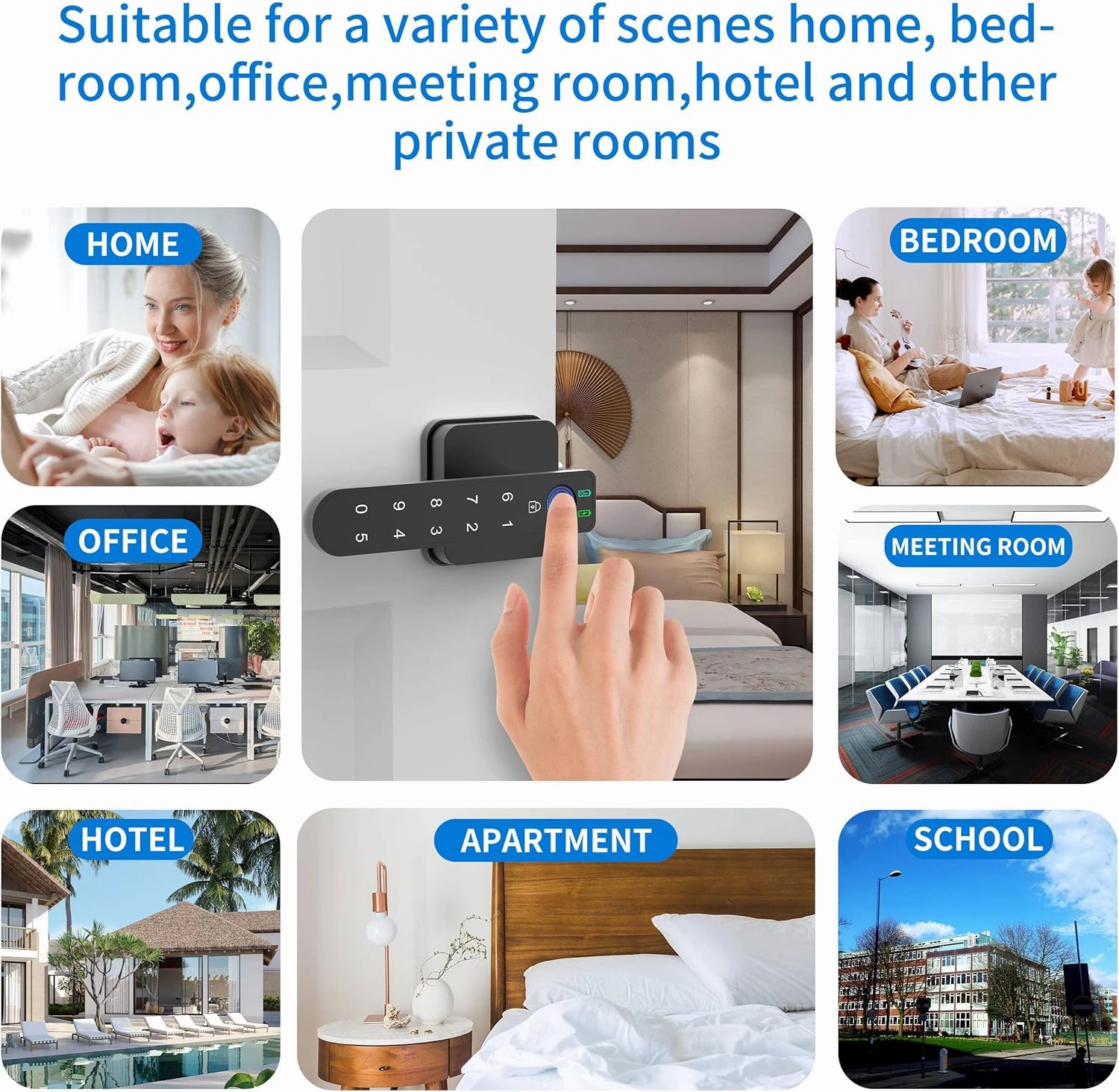 Foxgard Smart Fingerprint Door Lock,Biometric Door Lock, Electronic Door Knob with Keypad,Smart Door Knob with 100 Fingerprints, 50 Codes, for Home,Bedroom, Office(Square)